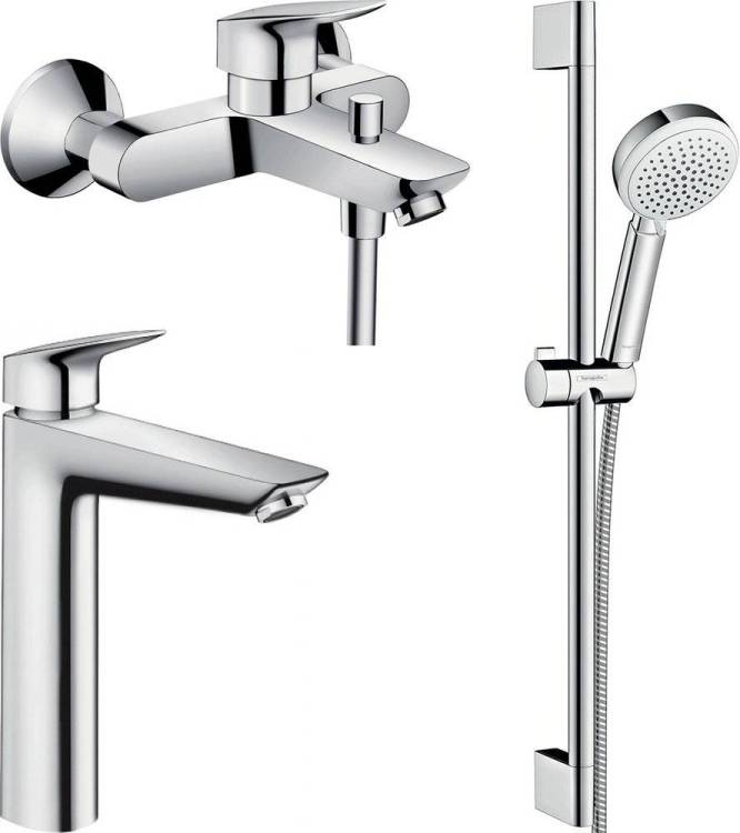 Душевой комплект Hansgrohe Logis 71091000 + Logis 71400000 + душевой гарнитур Crometta 100 Vario 26651400