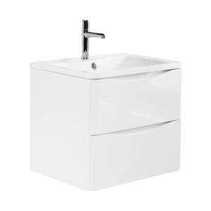 Тумба с раковиной BelBagno ACQUA-600-2C-SO-BL 60x45x50 Bianco Lucido подвесная с двумя выкатными ящиками