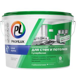 Краска для стен и потолков акриловая Profilux PL-04А глубокоматовая белая 40 кг