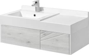 Тумба с раковиной AQUATON Сакура 100 L, ольха наварра, белая