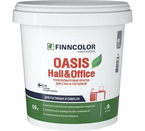 FINNCOLOR OASIS HALL@OFFICE 4 краска для стен и потолков устойчивая к мытью, матовая, база C (0,9л)
