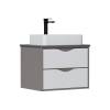 Тумба с раковиной Equil Smile 60 подвесная, белый, лен антрацит