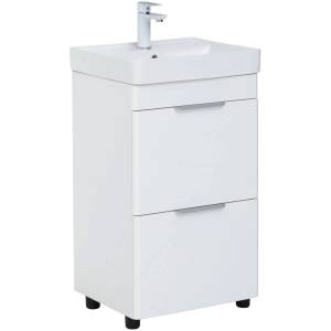 Тумба с раковиной Aquanet Ирис new 00310151 50 белый глянец, 2 ящика