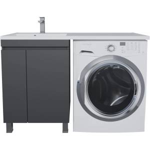 Тумба с раковиной Uperwood Magenta 51930205158 под стиральную машину, напольная, с дверцами, черная, левая, 120 см