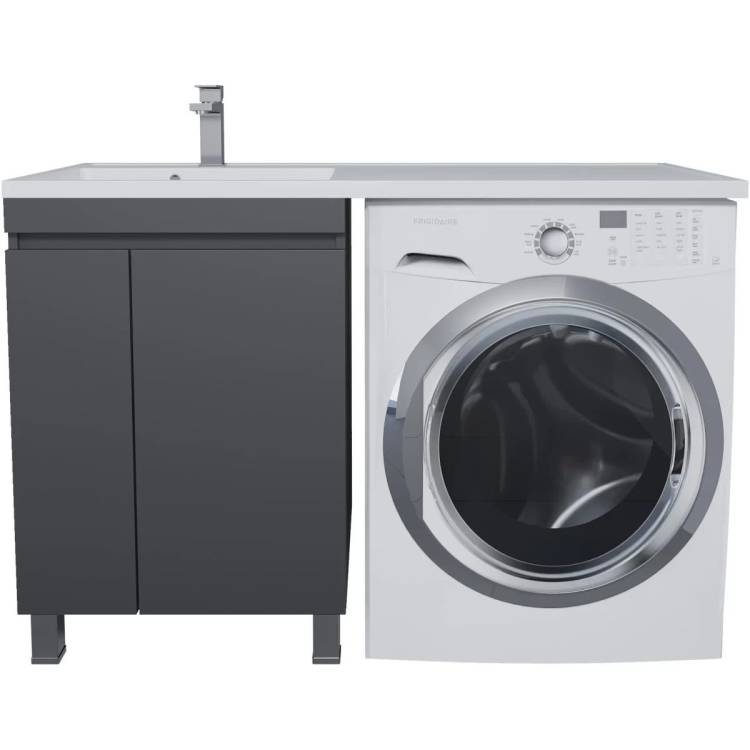 Тумба с раковиной Uperwood Magenta 51930205158 под стиральную машину, напольная, с дверцами, черная, левая, 120 см