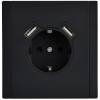 Розетка 1-местная с заземлением, шторками и USB Type A+A IEK Forte&Piano FP-R14-16-U21-D31-M-K02 черный фото 2