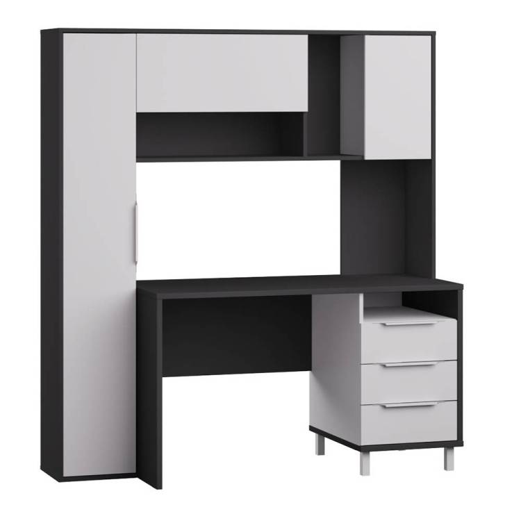 Стол письменный Моби Комфорт 12.95 N 00-00166438 темно-серый, белый 162x60.3x180