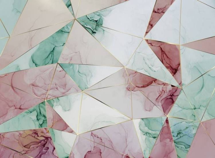 3D Фотообои Artegrafico «Мятно-розовые осколки» BL-049 акварель