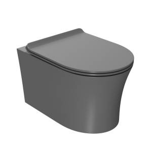Унитаз подвесной Point Вега PN41711GM безободковый, сиденье микролифт, серый матовый
