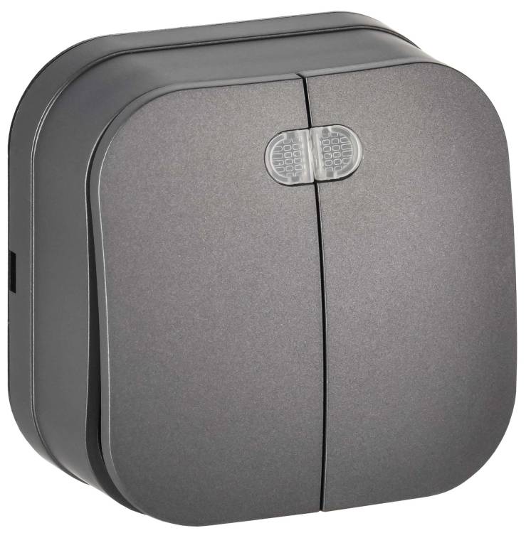 Выключатель 2-клавишный IEK Glory EVH21-K46M-10 сталь матовый