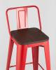 Набор из 6 барных стульев Stool Group Tolix YD-H765E-W LG-03 X6 красный глянцевый, темное дерево, со спинкой фото 8