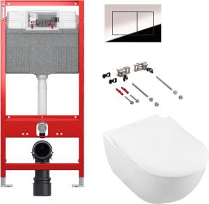 Комплект Унитаз подвесной Villeroy&Boch Subway 2.0 с инсталляцией TECE TECEprofil Uni 2.0 и кнопкой смыва TECE Now