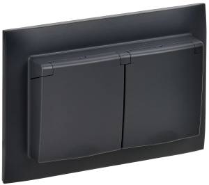 Розетка 2-местная с крышкой IEK Skandy SK-R26-16-44-K02-F черный