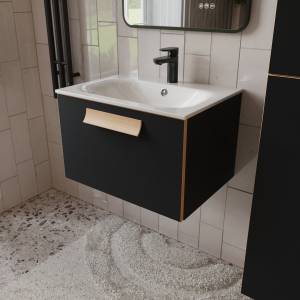 Тумба с раковиной Terminus Noto NOT10601099901O черный soft touch, 60x38