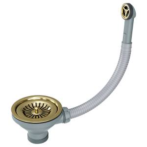Слив Paulmark PM6022-LG с круглым переливом, светлое золото