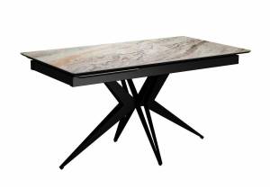 Стол Дик DikLine DKS140 00-00081179 керамика Venetian Brown Light глянец, подстолье черное, опоры черные 140(185)x80x77