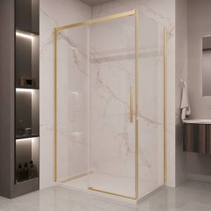 Душевой уголок Vincea Stella VSR-1ST9013CLG профиль брашированное золото, стекло прозрачное, 130x90x200