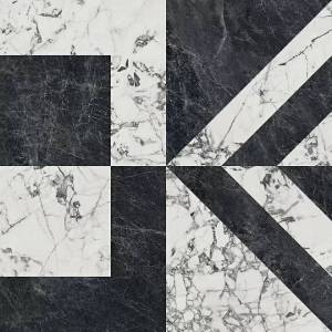 Керамогранит Kerama Marazzi Бьянко Неро SG013322R белый чёрный лаппатированный обрезной 119.5x119.5x0.9