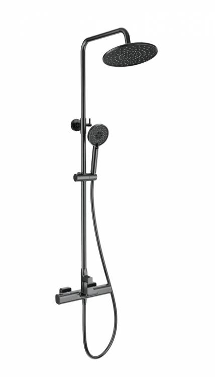 Душевая стойка Wonzon & Woghand WW-C3017-A-BGG с термостатом, темный графит