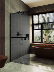 Душевая перегородка MaybahGlass MGD-729-6ш 79x195, стекло графит 8 мм, профиль черный