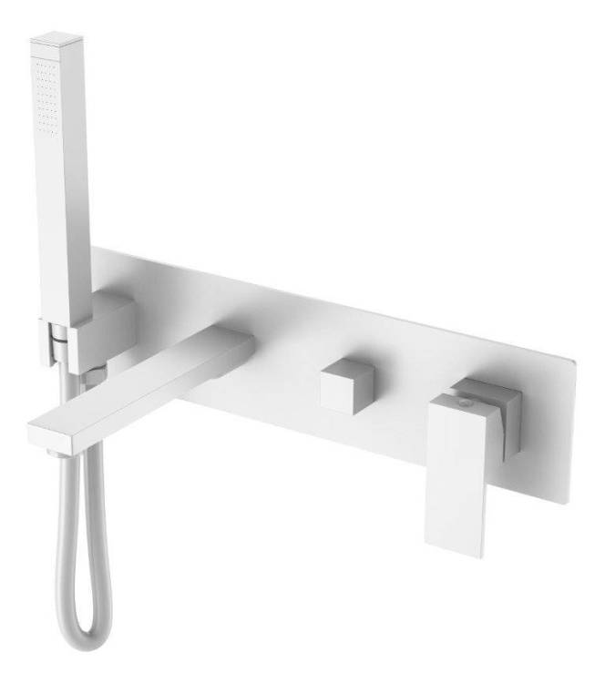 Смеситель для ванны Boheme Qubic 474-2-MW встроенный Matt White