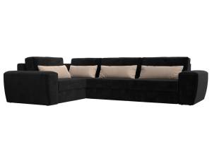 Диван угловой Лига Диванов Лига-008 Long 118729L черный, бежевый, левый