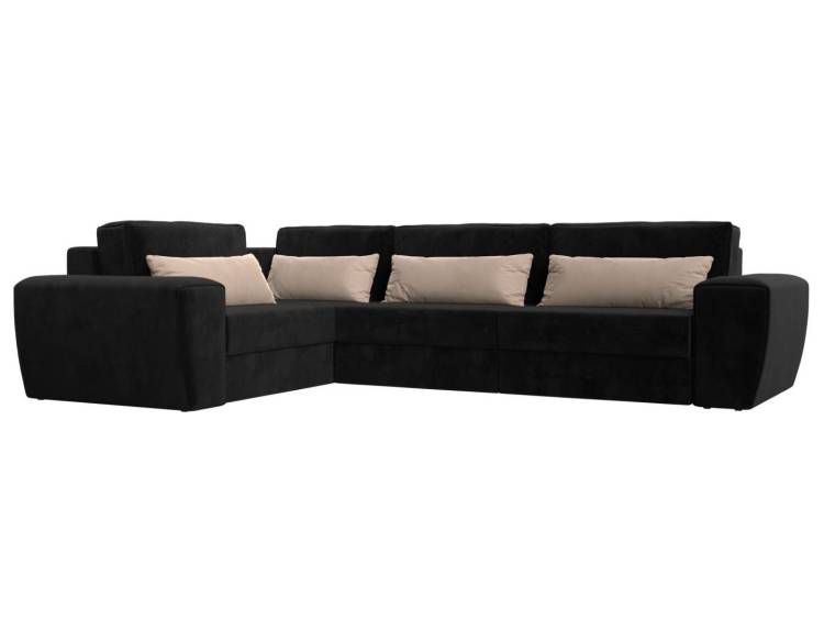 Диван угловой Лига Диванов Лига-008 Long 118729L черный, бежевый, левый