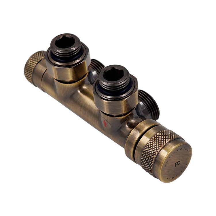 Узел нижнего подключения Primoclima Armature Lunar PCART890ABR термостатический, угловой, правый 1/2"х3/4"Е, бронза