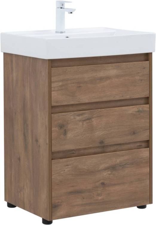 Тумба с раковиной Aquanet Nova Lite 00302471 60 дуб рустикальный, 3 ящика