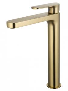 Смеситель для раковины Wonzon & Woghand WW-H1034-BG высокий, брашированное золото