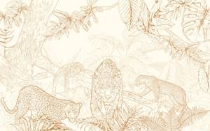 3D Фотообои Artegrafico «Золотые леопарды в листве» LST-036 акварель