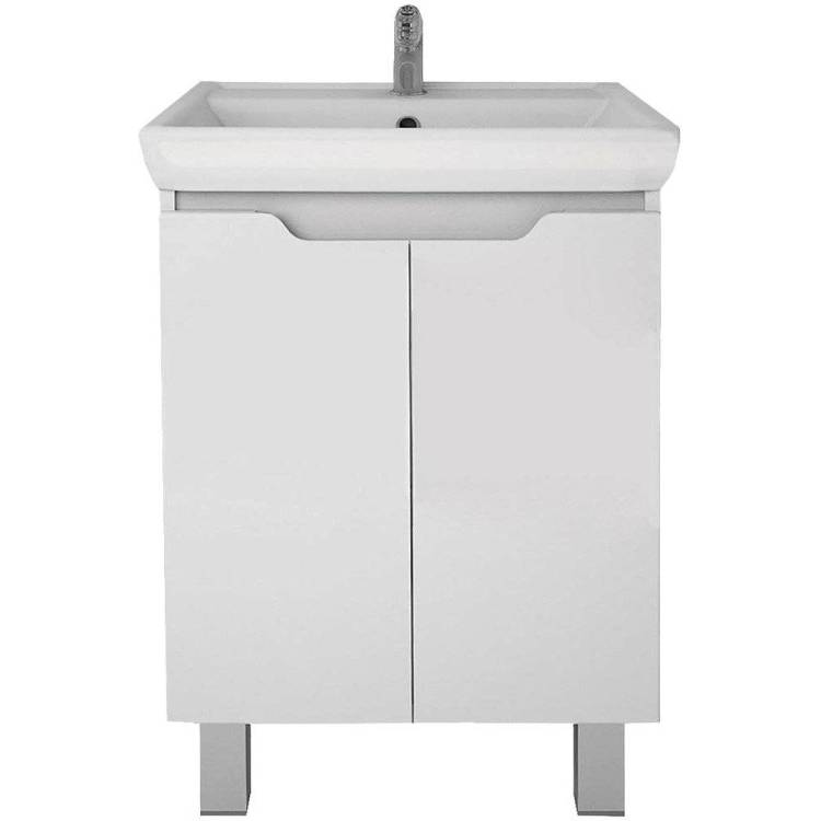 Тумба с раковиной Dreja Q Plus (D) 55 с опорами, белый глянец