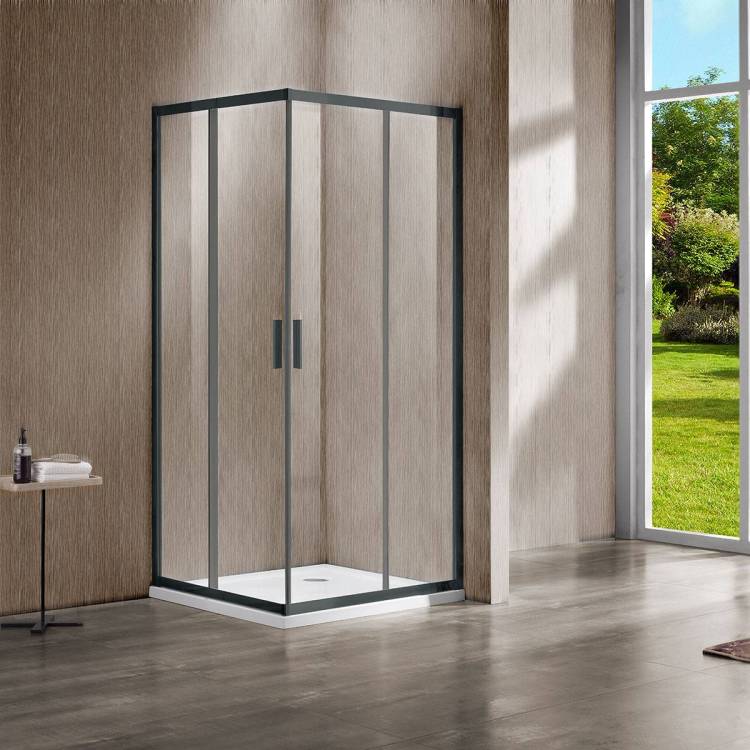 Душевой уголок Vincea Garda VSS-1G100CLGM 1000x1000, вороненая сталь, стекло прозрачное