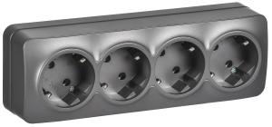 Розетка 4-местная с заземлением IEK Glory ERH41-K46M-16 сталь матовый