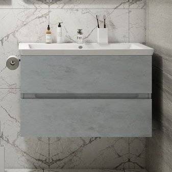 Тумба с раковиной Art&Max Techno подвесная, 90, бетон лофт натуральный