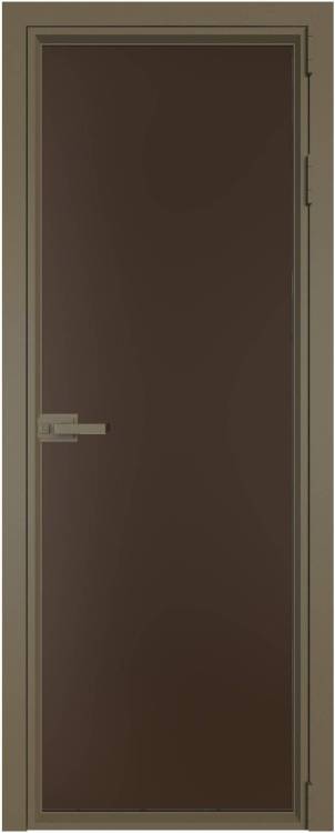 Межкомнатная дверь Profil Doors 1 AV цвет профиля Шампань, стекло безопасное 6 мм монохром шоколад 600x2000
