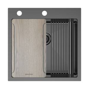 Мойка кухонная Paulmark Kroner-Multi Sink 51 PM685151-GM вороненая сталь, 51x51