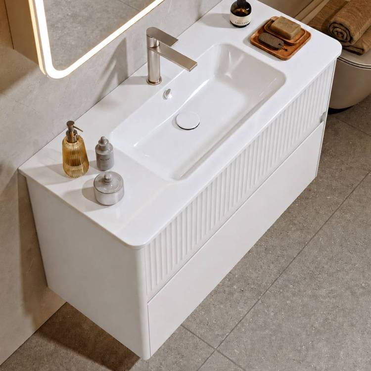 Тумба с раковиной Alavann Wave 105 белый