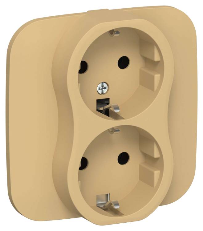 Розетка 2-местная с заземлением IEK Flite FI-R21A-16-1-K89 шамуа