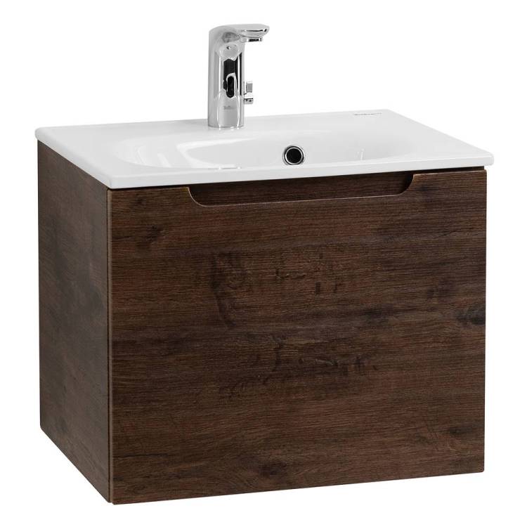 Тумба с раковиной Belbagno Etna ETNA-500-1C-SO-RW-P 49.6x39.2x40 Rovere Moro подвесная с одним выкатным ящиком