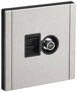 ТВ-розетка+Ethernet RJ45 IEK Forte&Piano FP-AK20-1-M-K50 никель