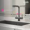 Смеситель для кухни Iddis Umbra UMBGMPFi05 с выдвижным изливом и каналом для фильтра, графит матовый фото 6