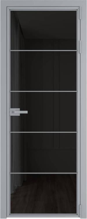 Межкомнатная дверь Profil Doors 5 AX цвет профиля Серебро, стекло безопасное 6 мм черное тонированное 600x2000