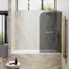Шторка на ванну MaybahGlass MGV-780-2 60x140, поворотная, стекло графит матовый 6 мм, профиль бронза, с полотенцедержателем фото 3