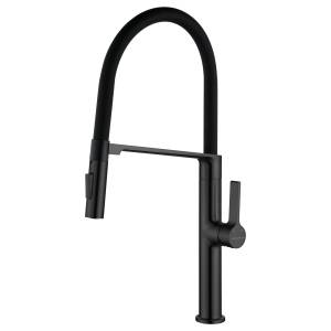 Смеситель для кухни Paulmark Barrel Ba214029-GM с гибким изливом, вороненая сталь