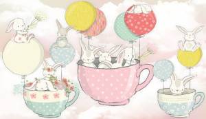 3D Фотообои Artegrafico «Зайчики в чашках» KID-114 песок