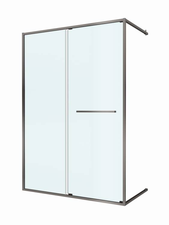 Душевая дверь в нишу Cezares LUX-B-FS-11-140-C-GM профиль оружейная сталь, стекло прозрачное, 140x195