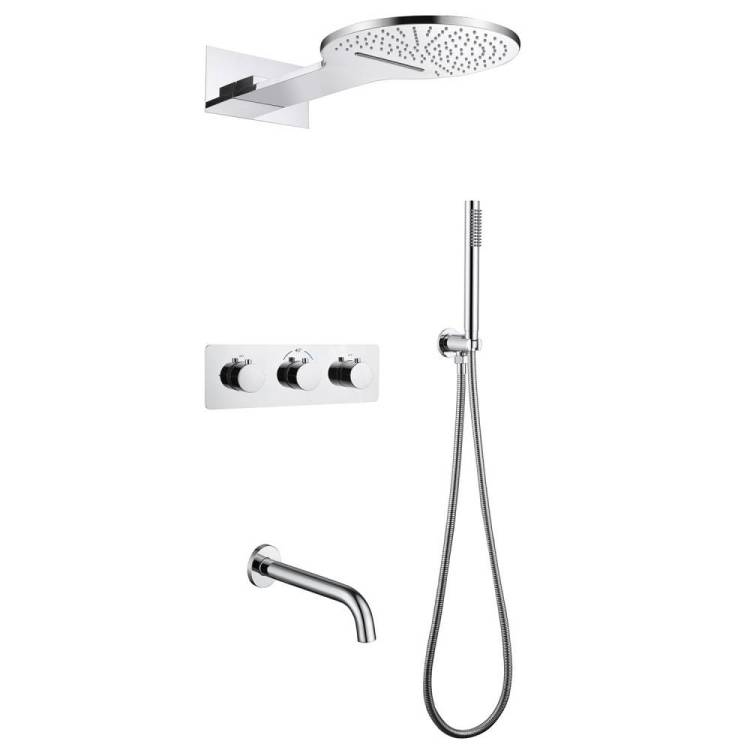 Душевая система Abber Wasser Kreis AF8150 скрытого монтажа с изливом, термостат, хром