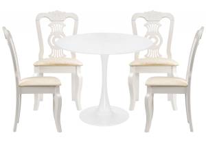 Обеденная группа Woodville Кодама 528187 white, стулья ткань