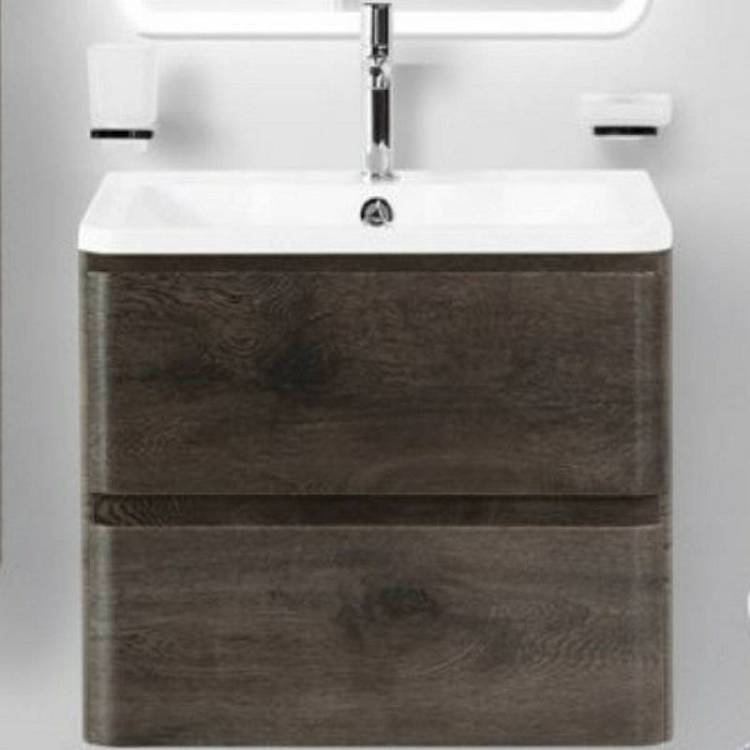Тумба с раковиной Belbagno Albano ALBANO-600-2C-SO-RNG 60x45x50 Rovere Nature Grigio подвесная с двумя выкатными ящиками